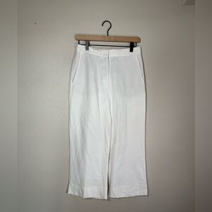 G. Label by Goop white Linen Viscose Cropped Trouser Pants size 4
